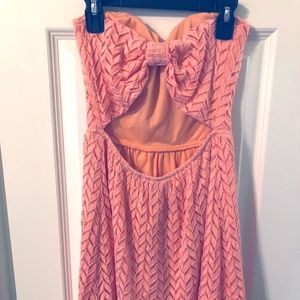 Orange Crochet Strapless Dress